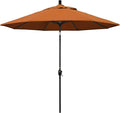 California Umbrella 9' Round Aluminum Market Umbrella, Crank Lift, Push Button Tilt, Black Pole, Sunbrella Tuscan