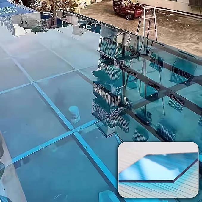 2mm Polycarbonate Sheet,Polycarbonate Greenhouse Panels,Roofing Transparent Insulation Daylighting Panels,Strong and not Easily Deformed,for Greenhouse Sheds Roofs,Carports.(Blue,4X 16.4ft)