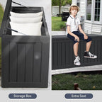Modern-Depo 80 Gallon Waterproof Deck Box Patio Furniture Storage Box with Lockable Lid, PP Outdoor Storage Bin for Garden, Yard, Poolside, Black