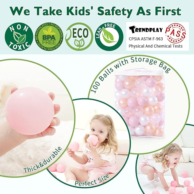 TRENDPLAY Plastic Balls for Ball Pits - Hollow Balls- Safe and Exciting Playtime - Perfect for Baby Pools, Birthday Party Decoration