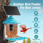 No-Monthly-Fees Solar Bird Feeder with 4MP Camera, Free AI Birds Species Identification, 2.5K Smart Bird House with Cam, Instant Arrival Alerts, Squirrel-Proof, Ideal