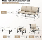 Patio Furniture Set, Modern Metal Outdoor Patio Furniture, 3 Seater Sofa, 2 Rocking Chairs, 2 Ottomans, Coffee Table and 5.75" Extra Thick Cushion, Patio Conversation Set for Backyard