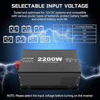 New Upgraded 2200 Watts Pure Sine Wave Inverter, 12V DC to 110V AC Power Inverter with 4 AC Outlets, USB Port, Type-C Port for Truck, Vehicle, Power Outage, Remote Control with LCD Screen