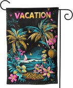 Vacation Garden Flag Vertical Double Sided Outdoor Yard Flags 12.5x18 Inch Burlap Banners for House Lawn