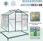 KEIKI 6x8 FT Greenhouse for Outdoors, Heavy Duty Polycarbonate Large Walk-in Greenhouse with Double Doors and Two Ventilation Windows for Outside Green House Garden Backyard