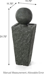 Glitzhome Outdoor Water Fountain with LED Light, Decorative Sphere Pedestal Outdoor Fountain with Submersible Pump, Vintage Waterfall Fountains for Garden Patio Deck Porch, 31.69”H