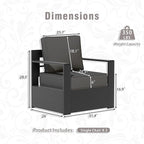 3 PCS Aluminum Patio Conversation Set - Outdoor 3-Seater Sofa, 2 Fixed Chair with 6" Thick Water-insistant Cushions, All-Weather Use Frame, Removable Cover, Ideal for Garden, Poolside (Grey)