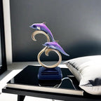 Resin Dolphin Statue Sculpture Frgurine Gift for Home Office Living Room Desktop Display Decorative Decoration (Purple)