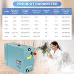 Kooby 6KW Luxury Self-draining Steam Generator Shower Sauna Bath Home Steam Bath Spa Generator with Waterproof Control and Auto Drain 95-131℉ for Max Space Heating 6 m³ (215 ft3)