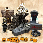 Halloween Miniature Figurines - 18Pcs Resin Ghost Tombstones Skull Heads Scene Ornaments Halloween Garden Accessories Mini Figurine Decorations for Outdoor Statues Home Village Crafts Decor
