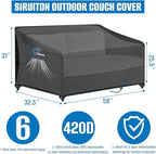 SIRUITON 2-Seat Garden Patio Sofa/Loveseat/Bench Cover 58" W x 32.5" D x 31" H,Heavy Duty 420D Oxford Waterproof Outdoor Sofa Cover, Lawn Patio Furniture Covers