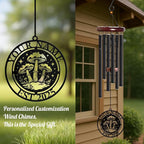 Personalized Customize Name Fantasy Mushroom Wonderland Wind Chime, Metal Iron 37 Inch Outdoor Memorial Gift for Garden Yard Patio Home Decor, Black (Style G)