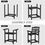 OTSUN Tall Adirondack Chairs Set of 2 with Connecting Tray, 24 inches HDPE Bar Height Outdoor Chairs, All Weather Resistant for Balcony, Porch, Kitchen (2 PCS, Black)