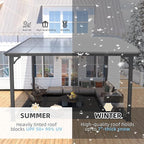 AECOJOY 12' x 12' Gazebo Outdoor Pergola for Patio, Large Wall-Mounted Hard Top Lean to Metal Gazebo Shelter Pergolas and Gazebos Clearance with Patio Roof, Heavy Duty Awnings for Patio, Decks