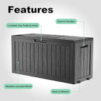 DRATO 75 Gallon Deck Box, Waterproof Resin Large Outdoor Storgae Box for Patio Furniture, Patio Cushions, Gardening Tools, Pool Supplies, Lockable