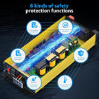 XWJNE 3000W Pure Sine Wave Power Inverter 24V DC to 120V AC Converter with LED Display and Remote Controller for Home, RV, Truck, Off-Grid Solar Power