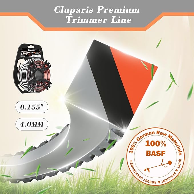 Cluparis 155 Sawtooth Trimmer line Heavy Duty for Push String Trimmer 1-Pound, 0.155" Nylon Weed Eater String .155-inch-by-102-ft Commercial String Trimmer Line in Spool with Line Cutter