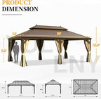 YOLENY 14'x22' Gazebo, Hardtop Gazebo with Galvanized Steel Double Roof, Pergolas Aluminum Frame, Netting and Curtains Included, Metal Outdoor Gazebos for Garden, Lawns