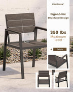 Patio Outdoor Dining Set for 6, Aluminum 7 Piece HDPE Outdooor Table and Chairs Set with Umbrella Hole, Modern Rectangular Patio Furniture Set with All-Weather Table & 6 Chairs (Charcoal)