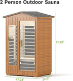 springspa Outdoor Infrared Sauna 2 Person for Home, 15amp Low EMF Far Infrared Spruce Wooden Sauna at Home with Bluetooth,LCD Panel