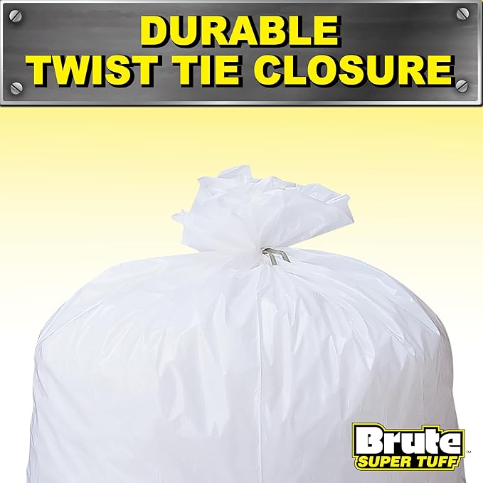 Heavy Duty Kitchen Compactor Bags, Twist Tie Closure, White, Clean Fresh Scent with Odor Protect Technology, 20 Gallon, 20 Count