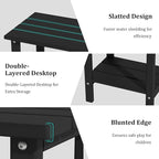 OTSUN Weather Resistant Outdoor Side Tables Set of 2, Adirondack HDPE Small Outdoor Table, 2-Tier Small Patio Tables for Outside or Indoor, Black