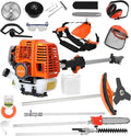 5 in 1 Weed Wacker Gas Powered, 52CC 2-Stroke Gas Weed Trimmer, Gas String Trimmer Cordless Hedge Trimmer, Brush Cutter, Lawn Mower, Handheld Chainsaw Hedge Pruner, Pole Saw Orange