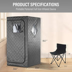 Portable Steam Sauna Box for Home, Portable Sauna for Home Spa, One Person Foldable Lightweight, Full Body Sauna Tent for Relaxation, 1600W & 4L Steamer Generator, Foldable Chair