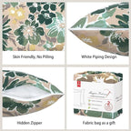 Magpie Fabrics Patio Lumbar Pillow Covers ONLY 20"x12", Set of 2, Outdoor Indoor Cushion Cases Decorative Throw Rectangular Pillowcase Shell for Couch Garden - Green Floral