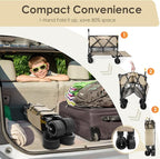 HOPERAN 400L XL Wagons Carts Foldable, 54" Extra Length Double Decker Collapsible Wagon Cart with Tailgate, 8" Big All-Terrain Wheels, 550lbs Load Utility Grocery Cart for Camping,Sports,Beach