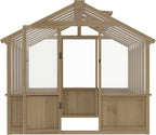 BlueWish 8x14FT Greenhouse, Greenhouses kit with Cedar Frame, Wood Greenhouse with Adjustable Vent, Lockable Door, Green House for Outside, Garden, Backyard,Light Brown Mocha