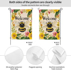Bee Garden Flag Vertical Double Sided Outdoor Yard Flags 12.5x18 Inch Burlap Banners for House Lawn