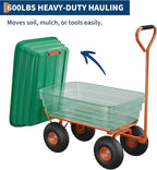 All-Terrain Garden Dump Cart with Removable Bed | 600Lb Heavy Duty Utility Wagon for Yard Work | 180° Pivoting Handle for Easy Control | Hauls Soil, Plants, Tools with Ease
