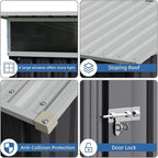 JY QAQA 6x4 FT Metal Outdoor Garden Storage Shed, Waterproof Metal Garden Sheds with Window and Lockable Double Door, Weather Resistant Steel Tool Storage House Shed for Patio,Lawn