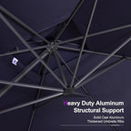 PURPLE LEAF 10FT Cantilever Outdoor Umbrellas Large Patio Umbrella Hanging Double Top Square Offset Umbrella with 360°Rotation Tilting Umbrella Outdoor Patio, Navy Blue