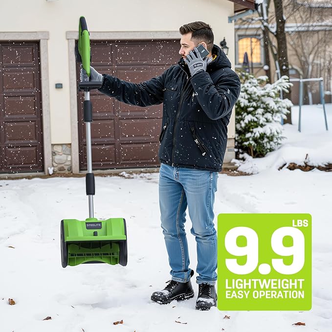 STEELITE 21V Cordless Snow Shovel, 12" Battery Snow Blower with Directional Plate, 20ft Throw, 2×4.0Ah Batteries & Charger, Extended Runtime(Ships in 2 Packages, May Arrive Separately)