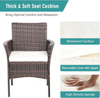 HAPPYGRILL Set of 2 Patio Dining Chairs Outdoor PE Wicker Chairs with Soft Cushions, All-Weather Rattan Chairs for Garden Backyard Lawn Poolside Balcony