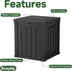 EasyUp 50 Gallon Outdoor Storage Box, Resin Waterproof UV-Resistant Deck Box, Reinforced Stability for Patio, Garden, and Poolside, Striped Black