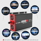 4000 Watt Power Inverter 12V DC to 110V AC Car Inverter with 4 AC Outlets, 30W Type-C Port, 3.1A USB Port, Remote Controller on LCD Screen, Peak 8000W Car Converter for Truck,Vehicles,Trip