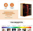 Infrared Sauna, 1-2 Person Home Sauna with 10 Minutes Warm-up Heater Tubes&Panels, Personal Sauna Spa Room for with 2-in-1 Door Handle, Canadian Hemlock and Panoramic Tempered Glass,120V