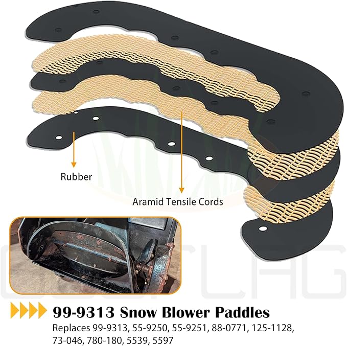 99-9313 Snow Blower Paddles with 55-8760 Scraper Blade Replaces Toro 99-9313, 125-1128, 55-9250, 55-9251, 88-0771 for Toro 38180 ccr 2000 ccr 2400 ccr 2500 ccr 3650 ccr2000 ccr3650 Snowthrower