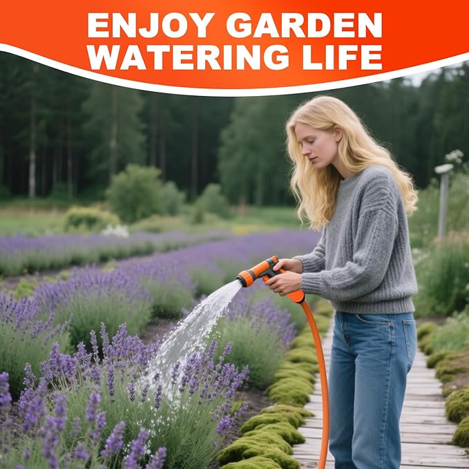 YOTOO Heavy Duty Hybrid Garden Water Hose 5/8-Inch by 75-Feet 150 PSI Kink Resistant, Flexible with Swivel Grip Handle and 3/4" GHT Solid Brass Fittings, Orange