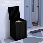 55GAL Black Outdoor Deck Box with Lock - SGS - Certified UV Protection, Weatherproof for All - Season Use, Great for Storing Tools and Small Items, Easy to Assemble