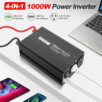 PiSFAU 1000w Inverter 12V to 110V, Power Inverter for Vehicles 1000 watts, Dc to AC Converter with 65W USB-C Inverter Charger for Road Strip, Camping, Emergency