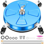 15" Pressure Washer Surface Cleaner with 4 Wheels - Coated Blue Stainless Steel Surface Cleaner for Pressure Washer Attachment for Concrete, Driveway, Patio, Sidewalk, Deck and Driveways - PWS15B