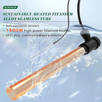 1500W Titanium Fully Submersible Portable Electric Immersion Large Pool & Hot Tub Water Heater with LCD Thermostat & GFCI Leakage Protection, Ideal for Baptistry, Bathtub, Bucket, Swimming Pool (YG)