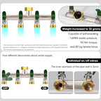 4 Way Garden Hose Splitter, Heavy Duty Brass Nickel Plated Rust Resistant Faucet Manifold, 3/4" Frost Resistant Outdoor Hose Adapter Connector，Hose Spigot Adapter with 4 large Green handles