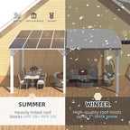 AECOJOY 16' x 8' White Gazebo Outdoor Pergola for Patio, Hard Top Lean to 8x16 Gazebo Shelter Pergolas and Gazebos Clearance with Roof, Large Wall-Mounted Heavy Duty Awnings for Patio