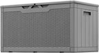 Greesum 100 Gallon Resin Patio Storage Box for Garden Tools, Outdoor Furniture Cushions, Pool Supplies, Gray
