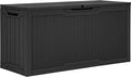 YITAHOME 80 Gallon Outdoor Storage Box, Large Water Resistant Resin Deck Box, Indoor Outdoor Lockable Rattan Storage Container for Patio, Garden, Cushions, Tools, Equipment (Black)